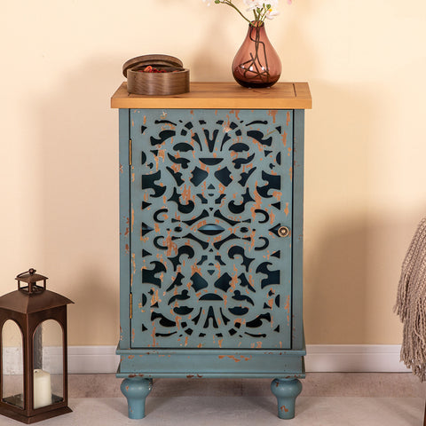 Accent Storage Cabinet with Decorative Carved