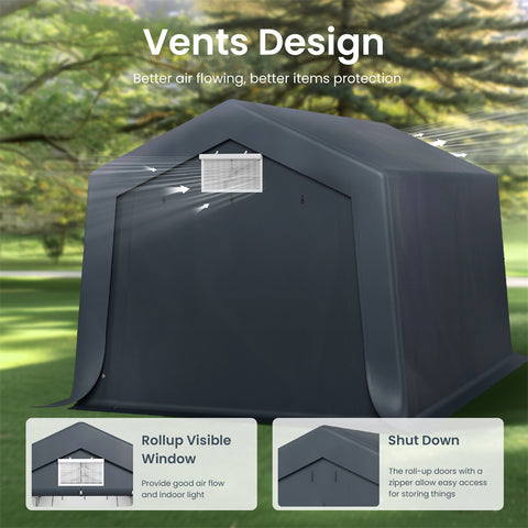 Outdoor Portable Storage Shelter Shed Garage with Vents Carport