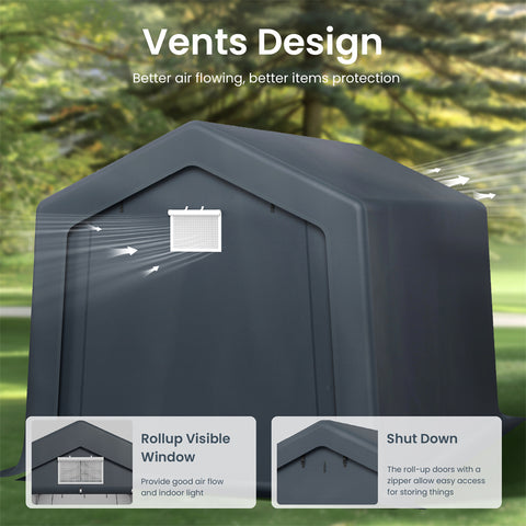 Outdoor Portable Storage Shelter Shed Garage with Vents Carport