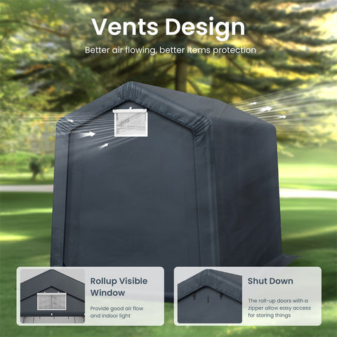 Outdoor Portable Storage Shelter Shed Garage with Vents Carport