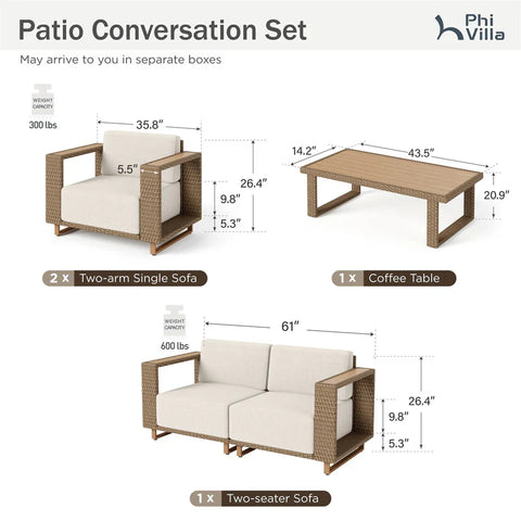 6-Seater Modern Wicker Outdoor Conversation Sofa set
