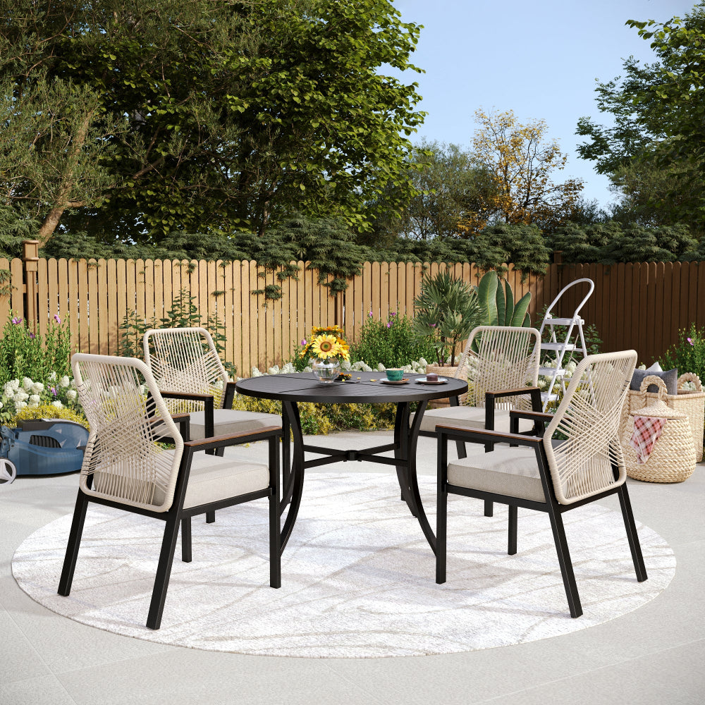  5-Piece Outdoor Patio Dining Set with Round Table