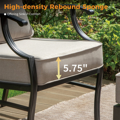 Patio Conversation Set Outdoor 3-Seat Single Sofa Furniture Chairs, Beige