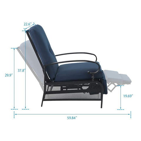 Adjustable Patio Metal Relaxing Recliner Lounge Chair