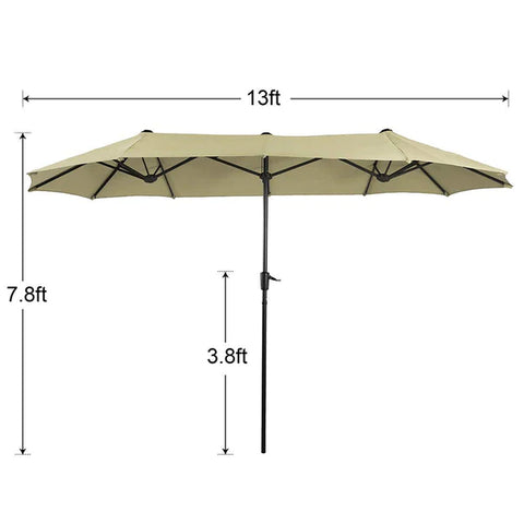 8-Piece Patio Dining Set with 13ft Umbrella Textilene Swivel Chair & Slat Rectangle Table