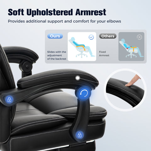 Ergonomic PU Leather Office Chair with Soft Upholstered Armrest