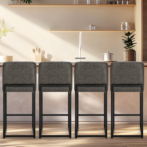 24 Inch Counter Height PU Leather Bar Stool with Backrest