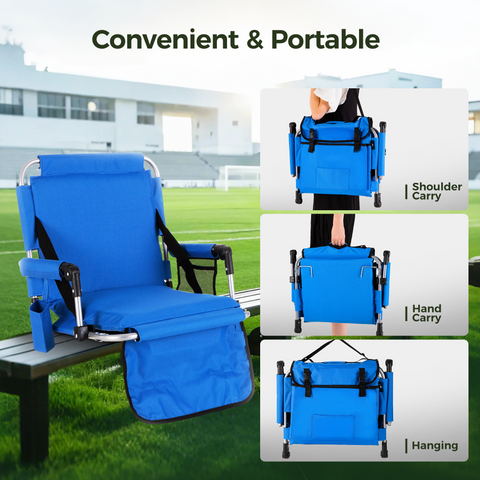 Folding Stadium Seat Chair for Bleachers with Back & Arm Rest, 2 Pieces