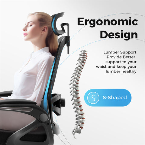 Ergonomic Mesh Office Chair with Adjustable Lumbar Support & Flip-Up Armrests for Home Office & Back-to-School