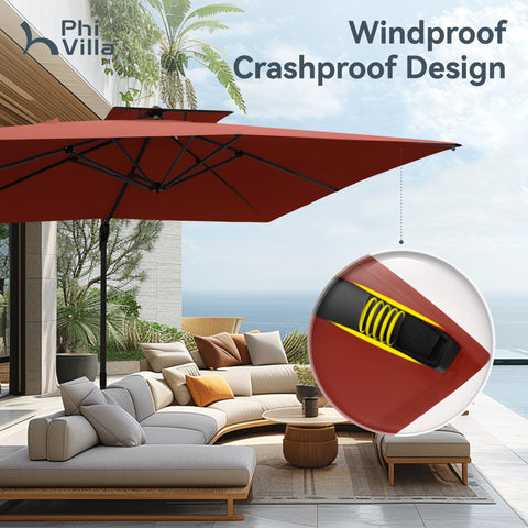 9X12ft Rectangular Outdoor Cantilever Offset Umbrella for Garden, Pool