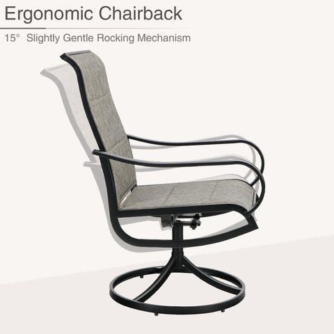 Padded Textilene Fabric Patio Dining Swivel Chairs