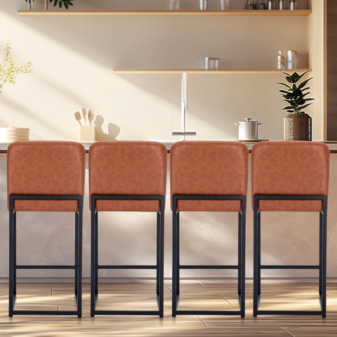 24 Inch Counter Height PU Leather Bar Stool with Backrest