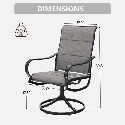 Padded Textilene Fabric Patio Dining Swivel Chairs