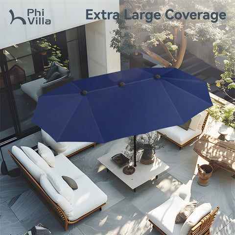 8-Piece 13ft Umbrella Patio Dining Set with High Back Textilene Swivel Chair and Metal Table