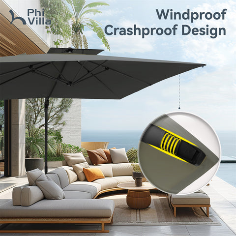 10ft Square/ Rectangular Patio Cantilever Offset Umbrellas for Garden, Pool