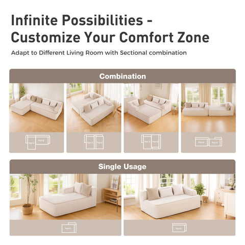 3 Seat Convertible L-Shaped Sectional Sofa Couch for Living Room