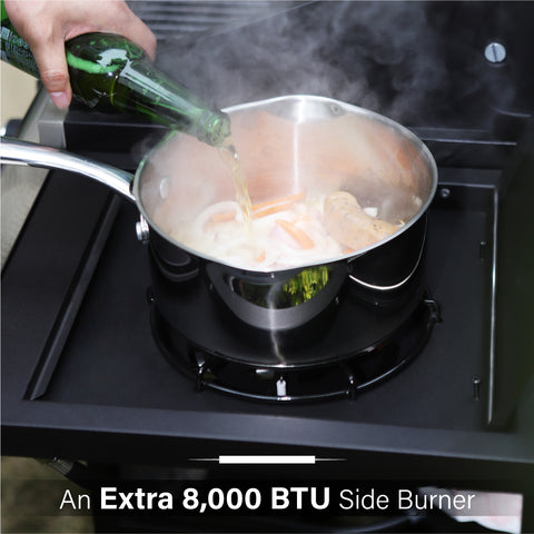 4-Burner Outdoor Propane Gas BBQ Grill with Side Burner