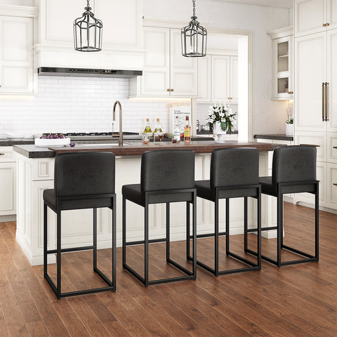 24 Inch Counter Height PU Leather Bar Stool with Backrest