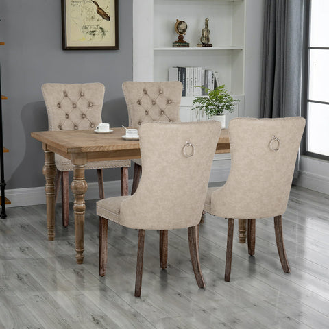 PU Leather Wing Back Side Dining Room Chairs Set of 4