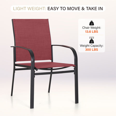 7-Piece Colorful Textilene Fixed Chair Dining Sets for Backyard