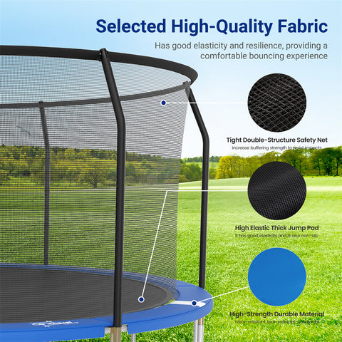 Outdoor Trampoline with Basketball Hoop and Ladder