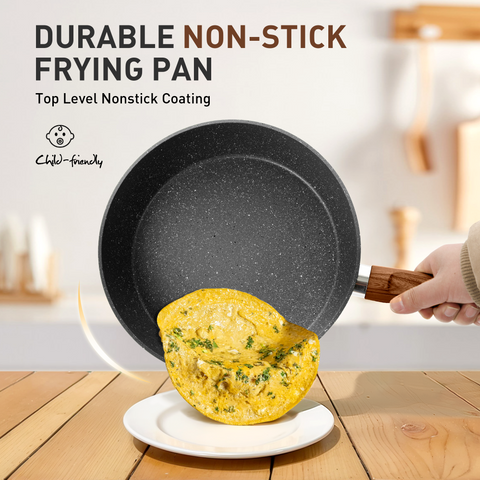 Induction Nonstick Granite-Coating 17 Piece Cookware Set,Kitchen Academy