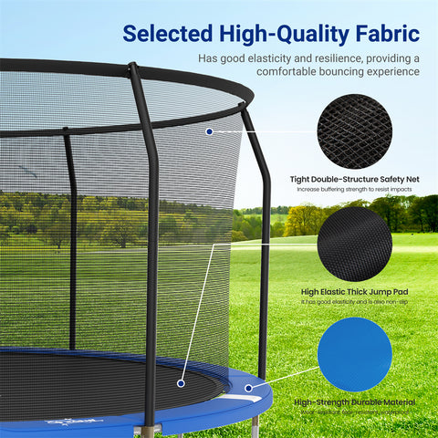 Outdoor Trampoline with Basketball Hoop and Ladder