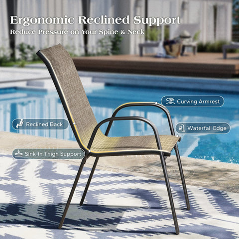 Textilene Extra-High Ergonomic Stackable Patio Dining Chairs