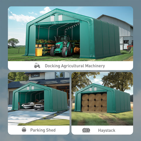 20x20ft Green Heavy Duty Storage Canopy Tent for Vehicles & Boats