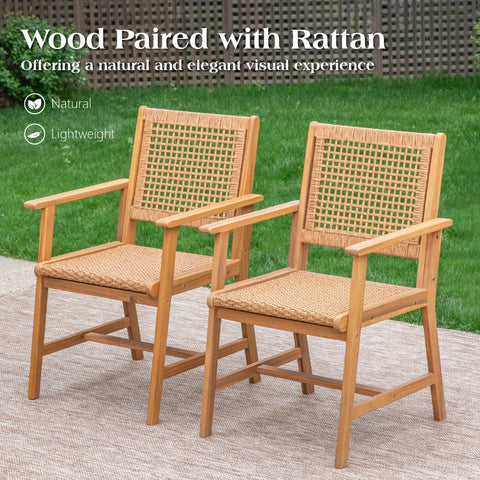 Outdoor Acacia Wood Casual Dining Set for Backyard