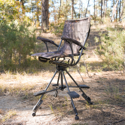 360° Silent Swivel Blind Hunting Chair with Shooting Pedals