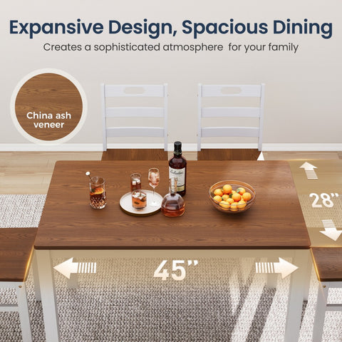 5-Piece Solid Rubber Wood Dining Set for Kitchen and Dining Room