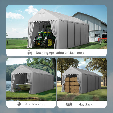 13ft Modern Outdoor Gray Carport Storage Shed