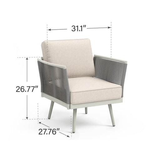 5 Seats Wicker Patio Conversation Sofa Set with Classic Rope Rattan Style