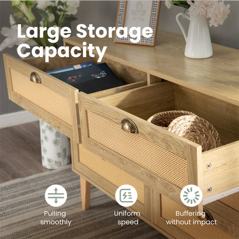 Natural Rattan Storage Sideboard Buffet Cabinet and Chest of Drawers