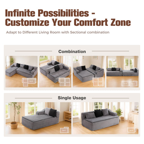 3 Seat Convertible L-Shaped Sectional Sofa Couch for Living Room