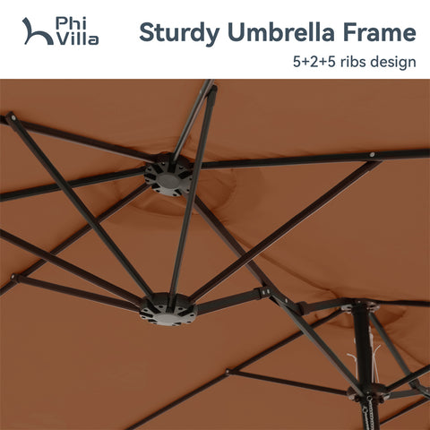 15ft Double-Sided Extra Large Patio Twin Umbrella (Base Included)
