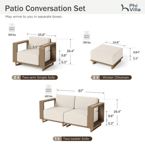 6-Seater Modern Wicker Outdoor Conversation Sofa set