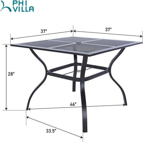 37" x 37" Square Mesh Patio Bistro Table