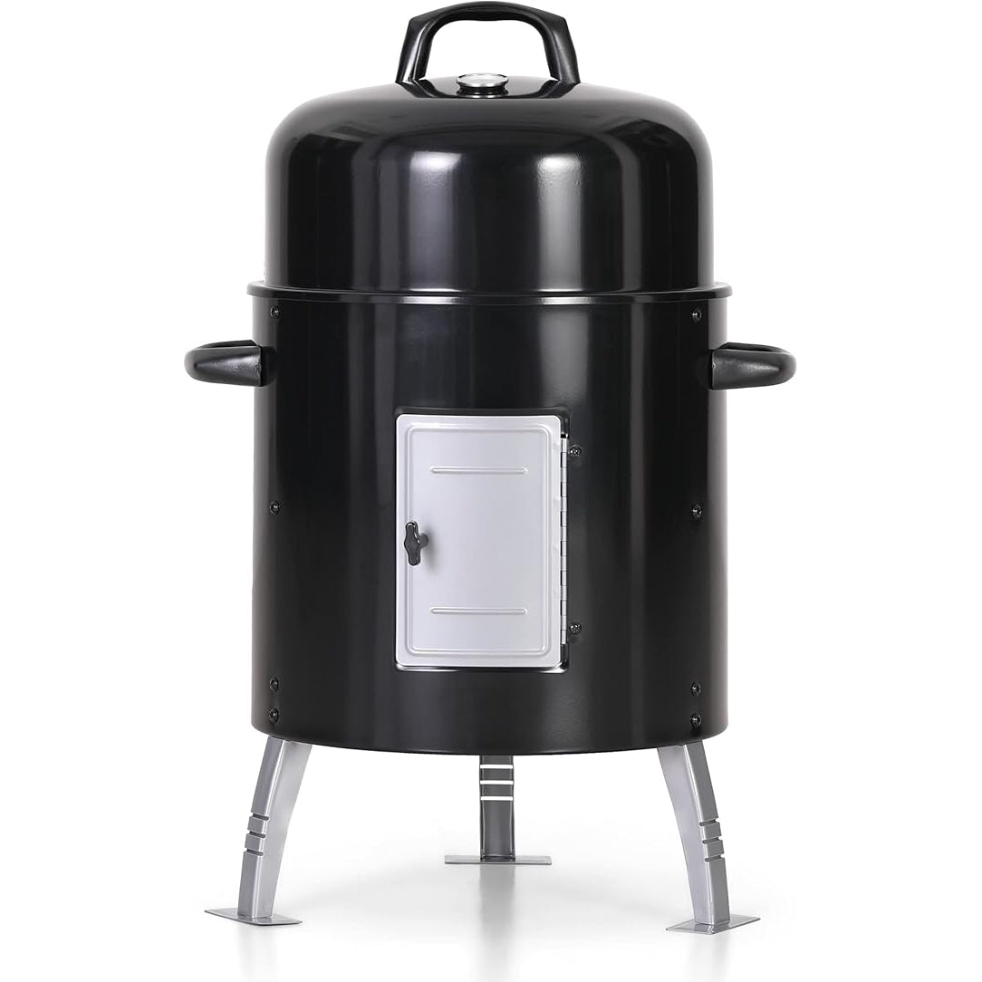 2-In-1 Vertical Charcoal Smoker & Grill with Built-in Thermometer