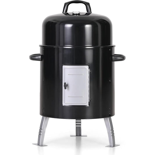 2-In-1 Vertical Charcoal Smoker & Grill with Built-in Thermometer