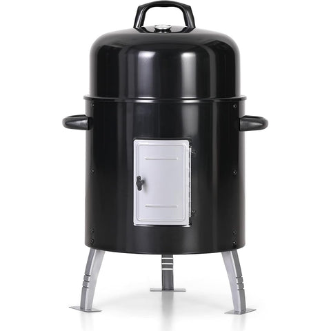 2-In-1 Vertical Charcoal Smoker & Grill with Built-in Thermometer