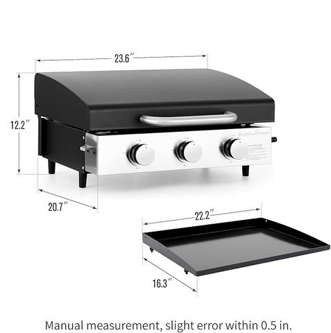 22" Ceramic Coated Plate Tabletop Portable Propane Griddle Grill 24,000 BTU