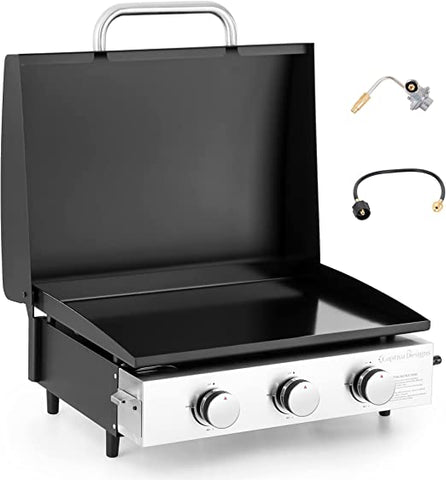 22" Ceramic Coated Plate Tabletop Portable Propane Griddle Grill 24,000 BTU