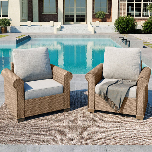 2-Pack Outdoor Wicker Club Lounge Sofa Chairs