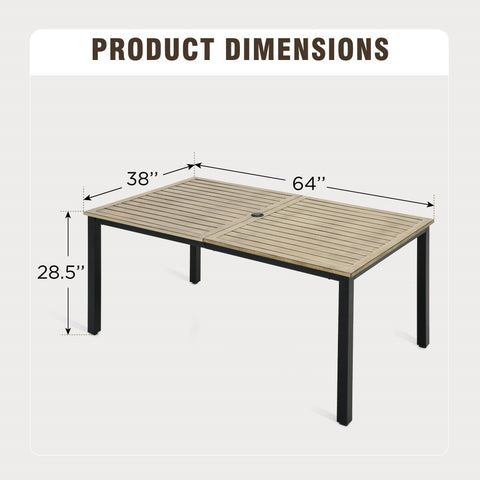 64"*38" Wood-grain outdoor table