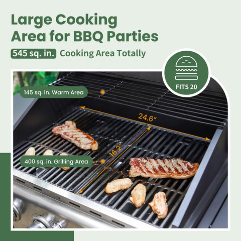 4-Burner Propane BBQ Grill with Side Burner for Outdoor Cooking