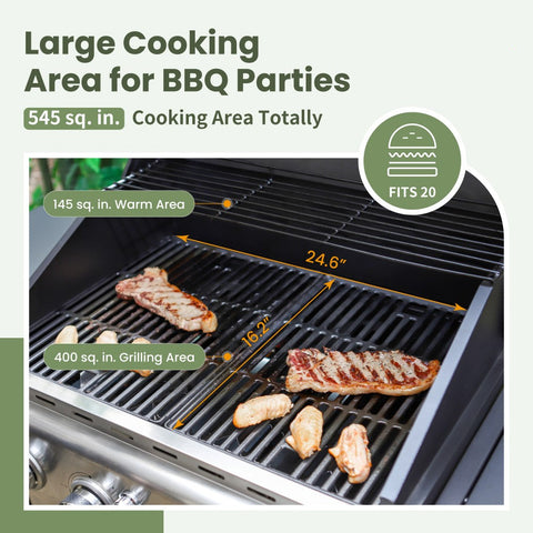 4-Burner Propane BBQ Grill with Side Burner for Outdoor Cooking