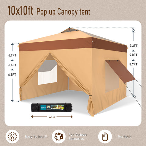 10'x10' Pop-up Tent with Vents Top for Camping Party and Barbecue