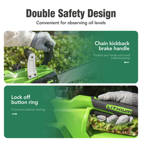 12" Cordless Brushless Chainsaw with Auto Oiling and Safety Brake for Wood Cutting